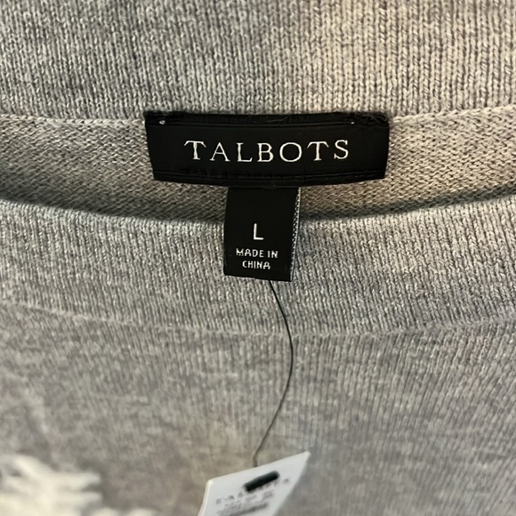 NWT Talbots Gray Crewneck Sweater With Embroidered Snowflakes Size Large - Picture 3 of 10